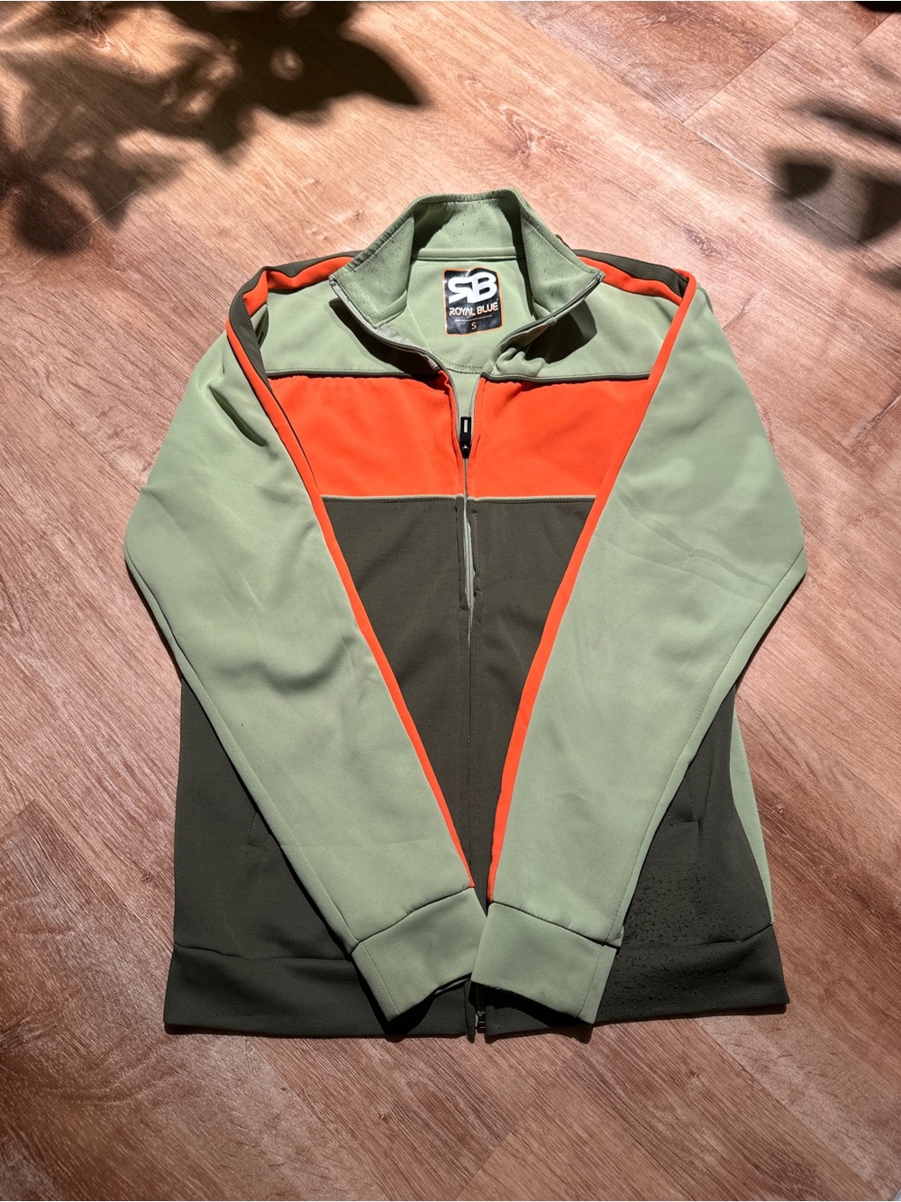 Royal Blue Lightweight Olive & Orange Zip-Front Shirt Jacket